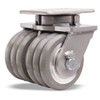 S-ZFSEC2-63SWC95 Hamilton Spinfinity® Super Endurance Dual Swivel Caster with 6" x 3" UltraGlide® (95A) Triple Wheel Grey Tread on Aluminum Core