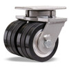 S-ZFSEC2-63SWF70D Hamilton Spinfinity® Super Endurance Dual Swivel Caster with 6" x 3" UltraGlide® (70D) Triple Wheel Black Tread on Aluminum Core