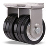 R-ZFSEC2-63SWF70D Hamilton Super Endurance Dual Wheel Rigid Caster with 6" x 3" UltraGlide® (70D) Triple Wheel Black Tread on Aluminum Core