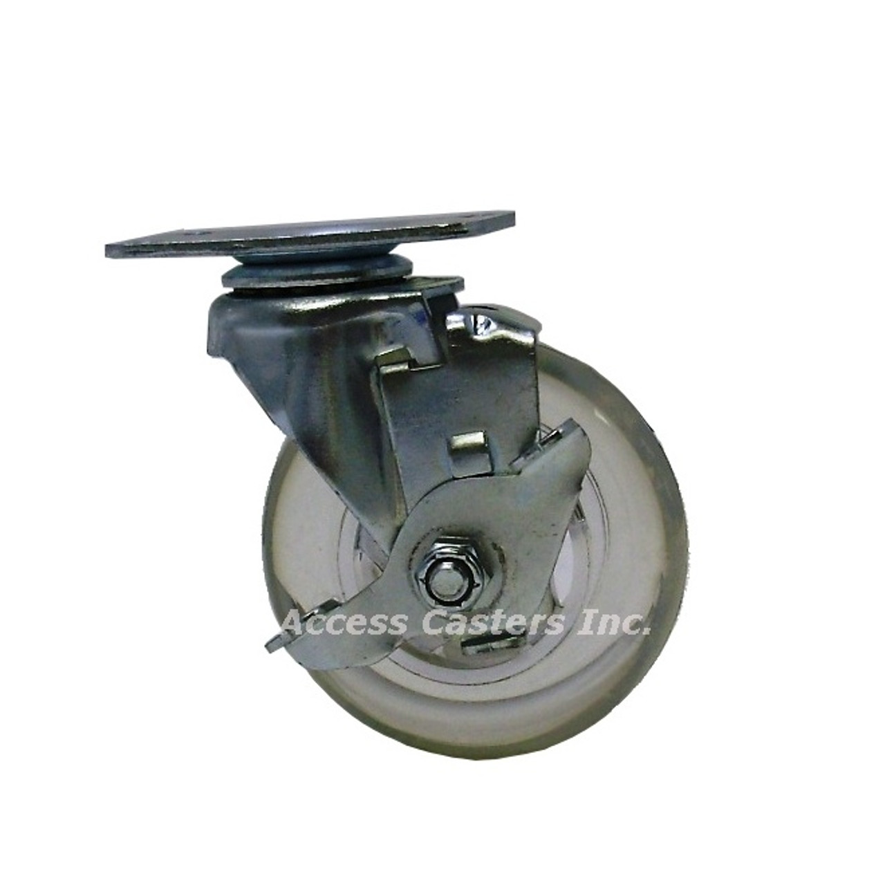3ICE-PL-SB 3" swivel brake caster with clear polyurethane wheel