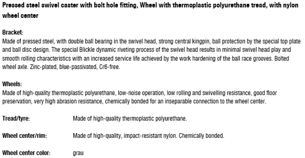 LER-PATH 80K-FK Blickle 3-1/8" Swivel Caster PATH Wheel Hollow Kingpin Ball Bearing