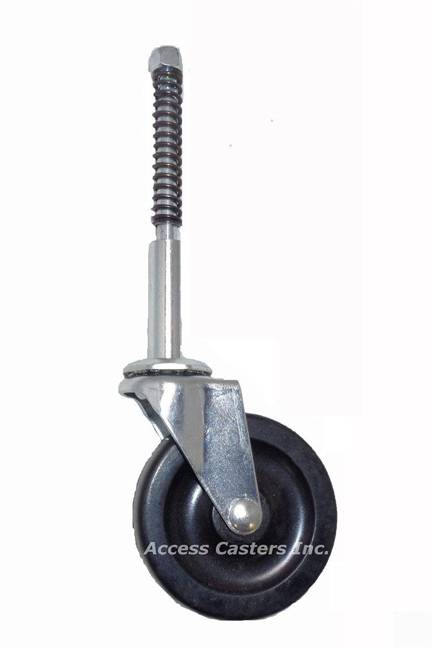 3" Spring Loaded Ladder Caster, Soft Rubber Wheel, 110 lb Capacity