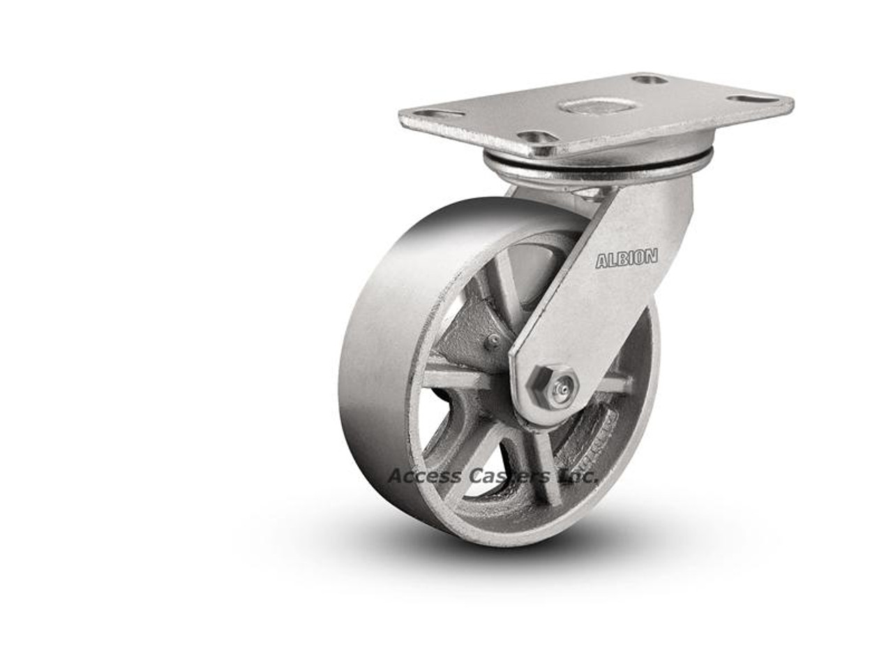 72CA08407S 8" x 2-1/2" Albion Swivel Plate Caster, Cast Iron Wheel