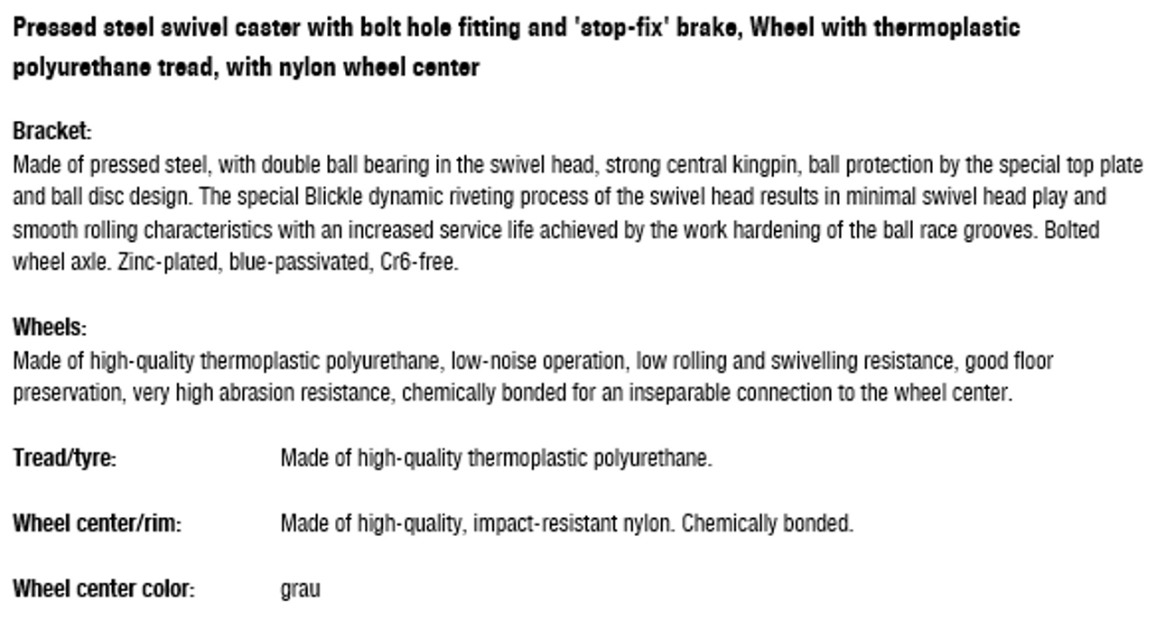 LER-PATH 160K-FI Blickle 6-5/16" Swivel Caster PATH Brake Hollow Kingpin Ball Bearing