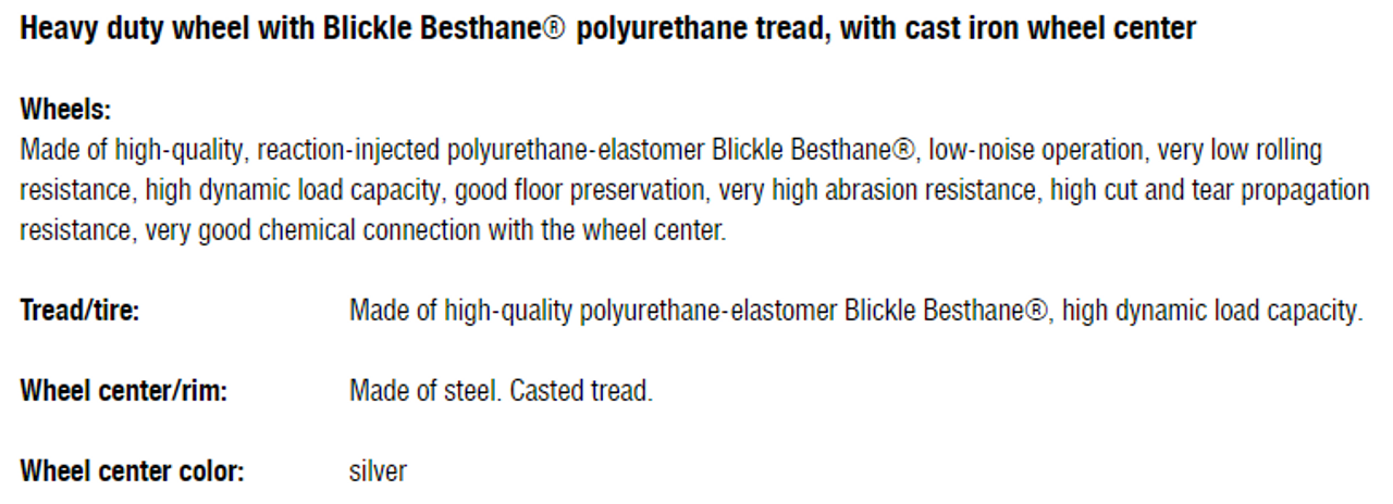 GB 128/20K Blickle 5" Caster GB Besthane® Wheel Ball Bearing