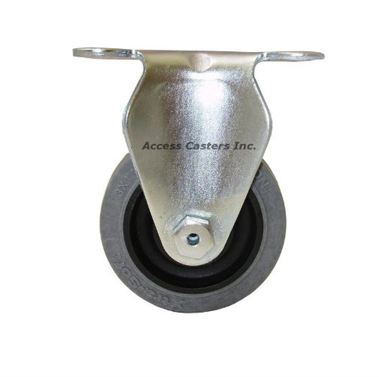 3" Anti-Static Rigid Caster, Rubber on Polyolefin Wheel