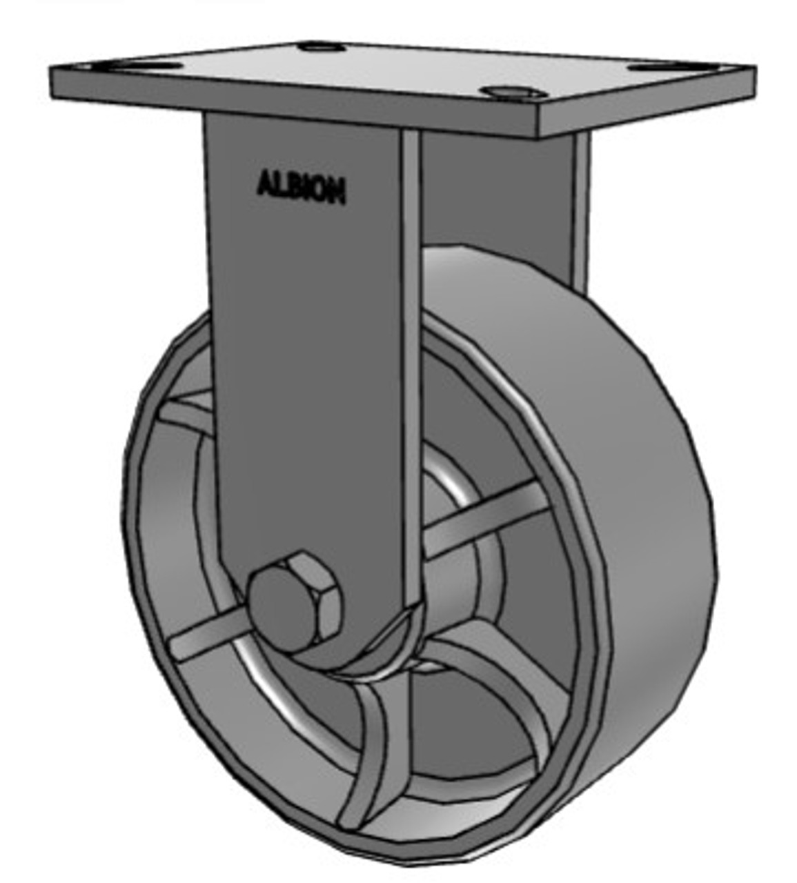 90CA08501R Albion 90 Series Rigid Plate Caster, 8" x 3" Cast Iron Wheel 90CA08501R Albion 90 Series Rigid Plate Caster, 8" x 3" Cast Iron Wheel
