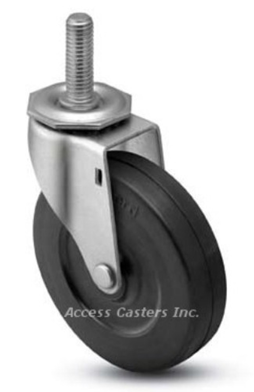 3 in Threaded Stem Soft Rubber Caster Wheel