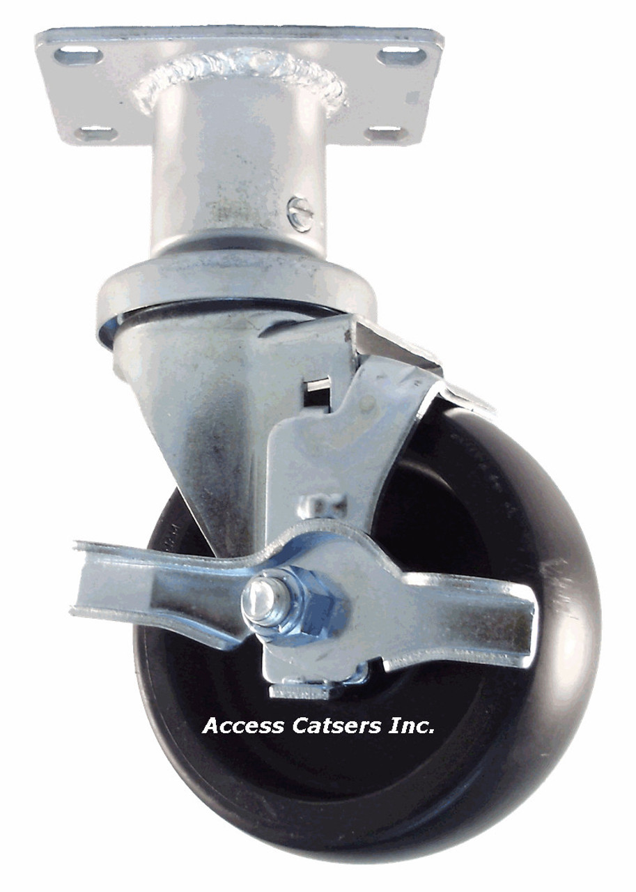Adjustable equipment caster wheel with brake