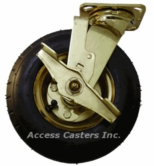 Brass plated Bellman's cart swivel caster with brake