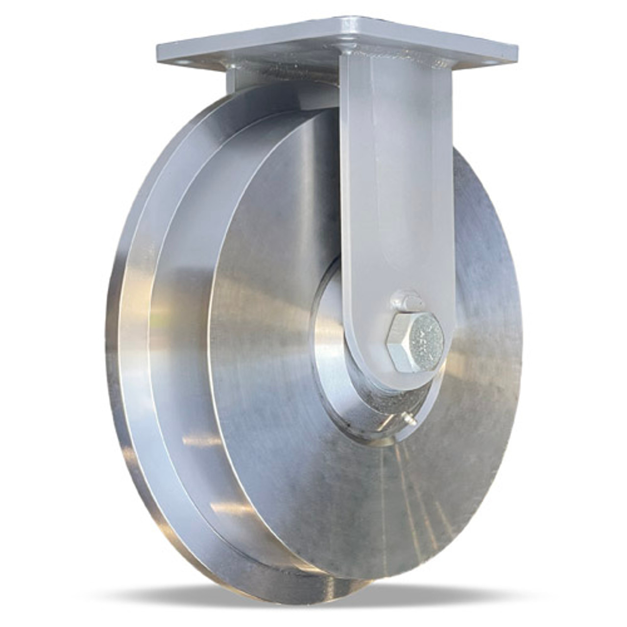 R-MD-FT15FH Hamilton Maxi-Duty Rigid Caster with 14 7/8" x 2 9/16" Forged Steel Single Flange Track Wheel with 1 1/2" Straight Roller Bearing