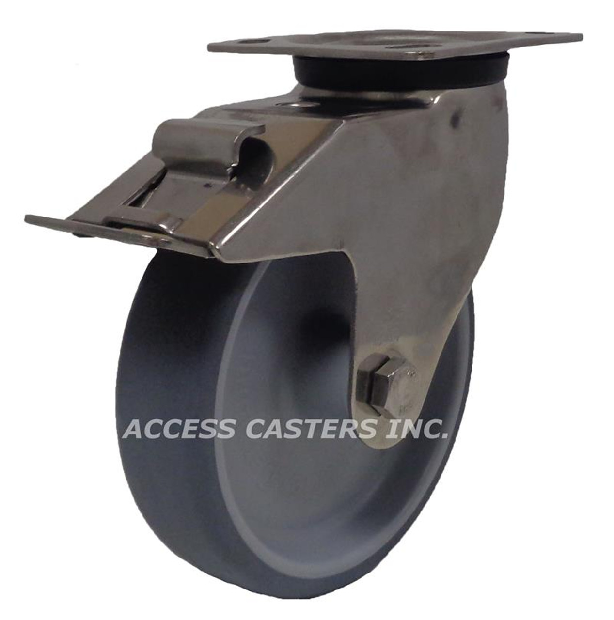 LEX-TPA 200G-14-FI Blickle 8" Stainless Steel Swivel TPE Wheel Plate Caster
