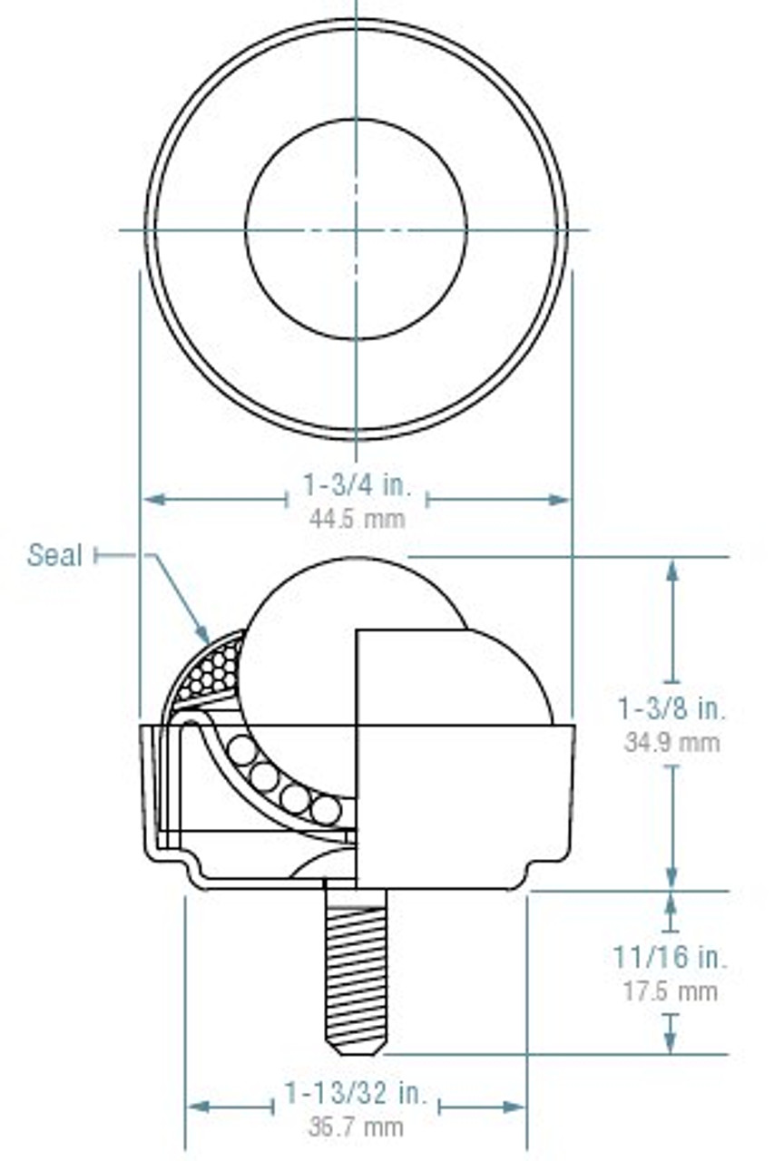 SBT-1CS 1" Stud Mounted Ball Transfer