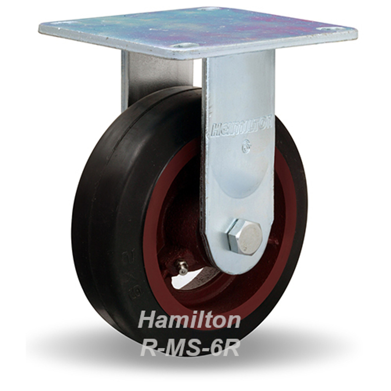 R-MS-6R Hamilton 6" Mold on Rubber Wheel Medium Duty Rigid Caster