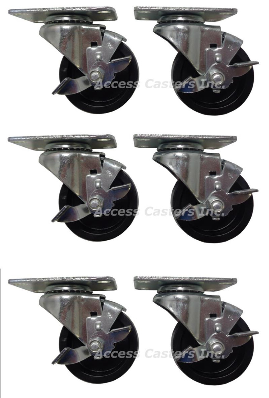 178A3PCKIT6-AC 3 Inch Caster Set of Six for Avantco