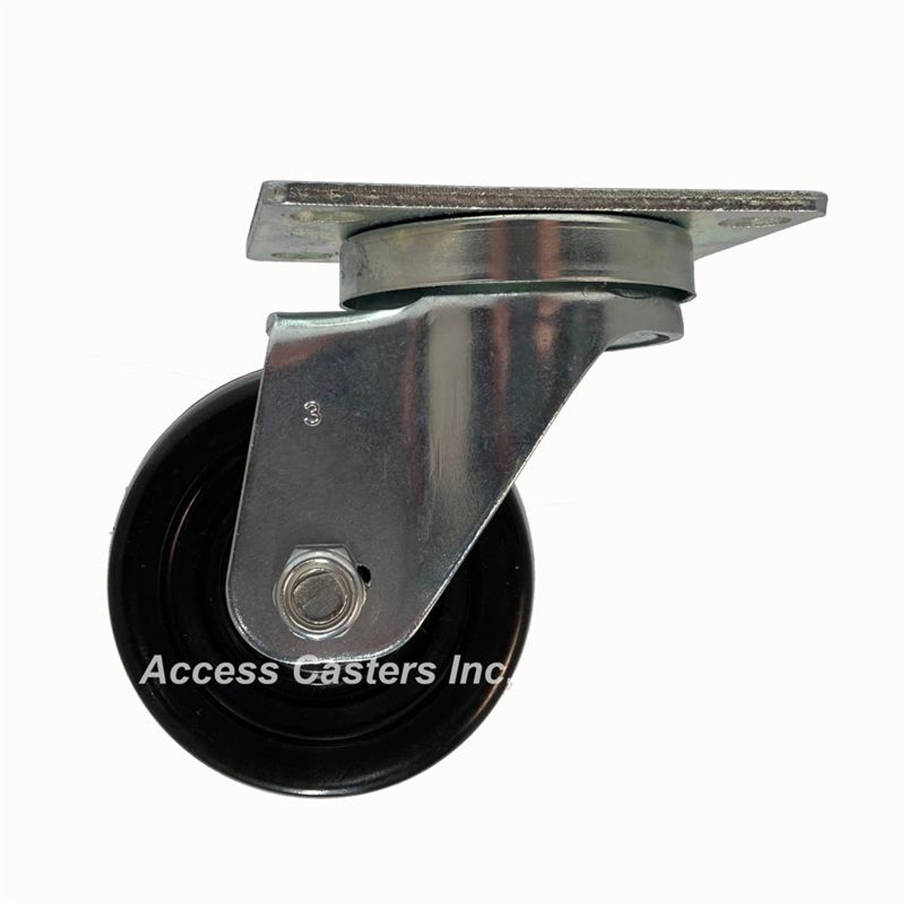 3P20SS 3" Swivel Caster Soft Rubber Wheel Top Plate