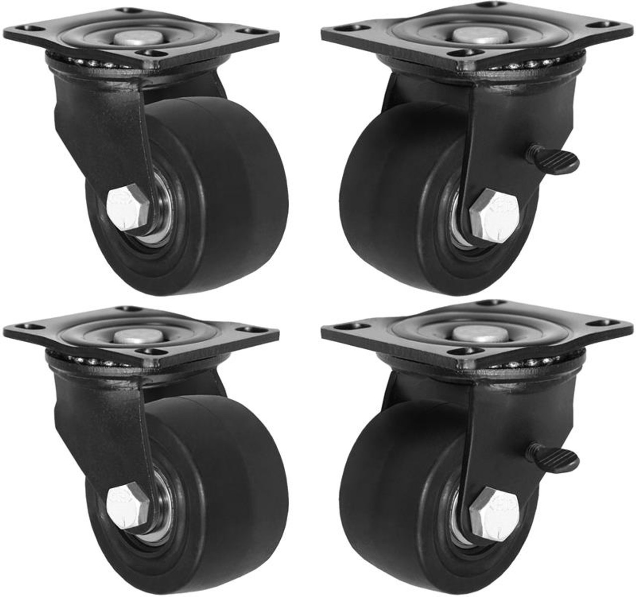 3" business machine caster set, black finish