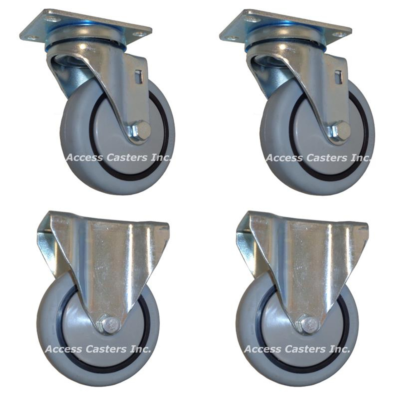 4P20N-SET 4 Inch Caster Set with TPR Wheels