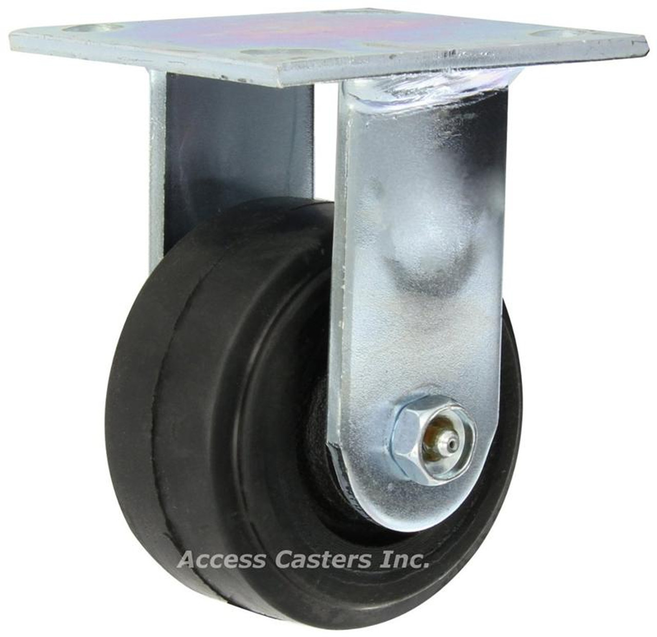 16MR04201R 4" x 2" Albion 16 Series Rigid Plate Caster, mold on rubber wheel