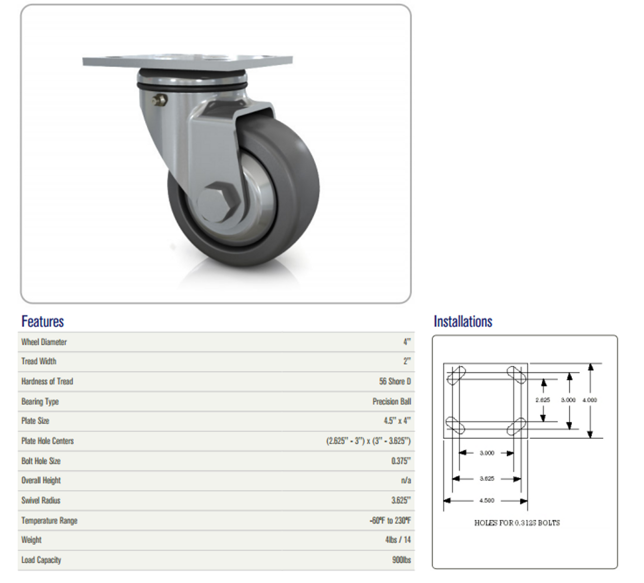 56365555-AC Swivel caster for use Advance, Nisflik, Clark Floor Machines 56365555