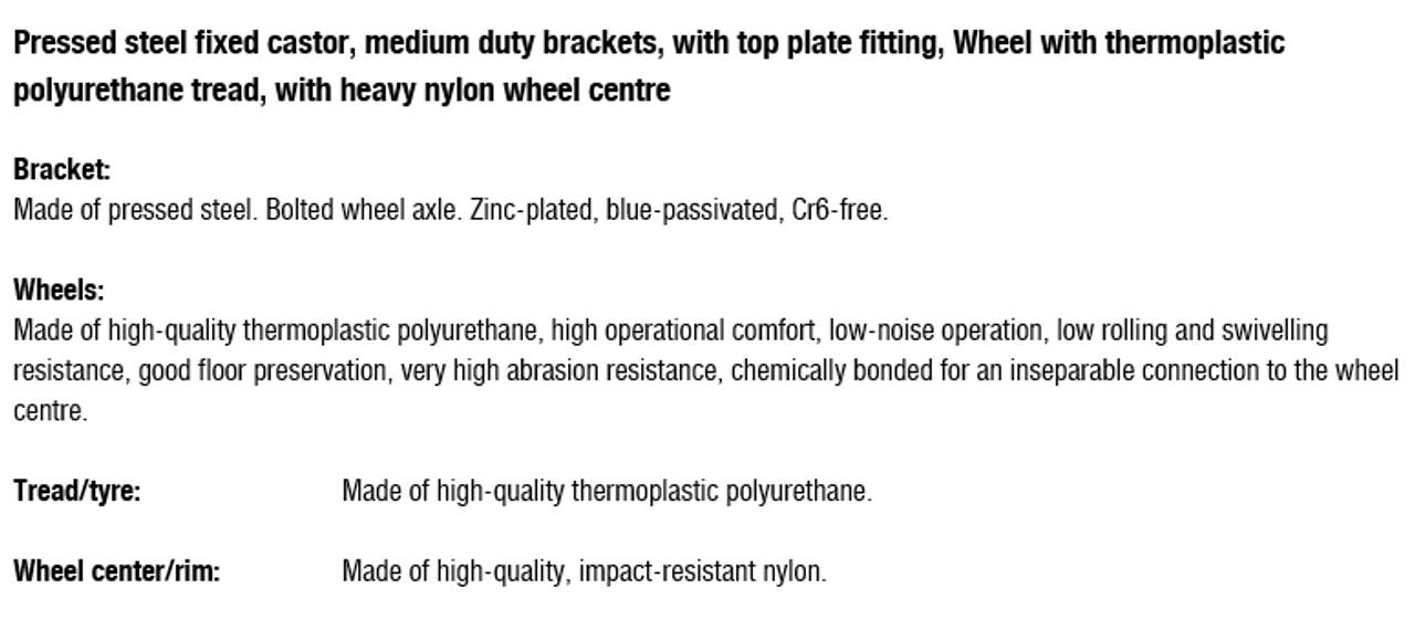 BKS-POTH 125K-14 wheel and bracket information