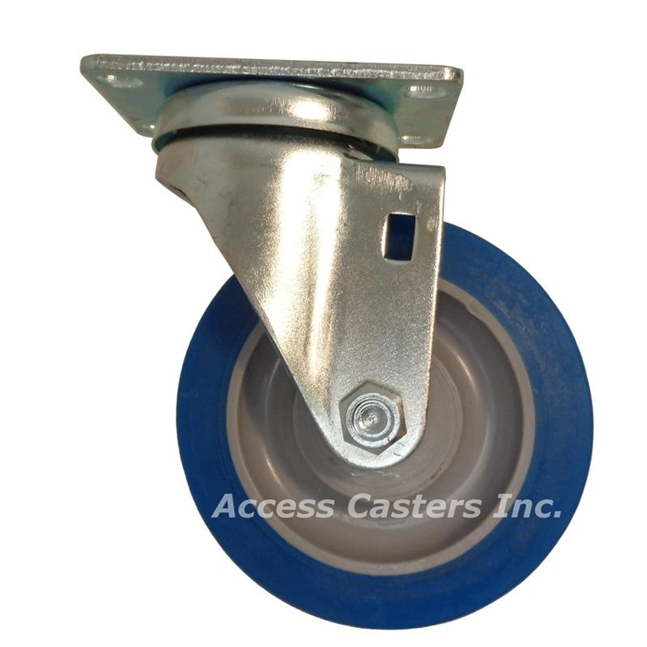 4D20BNMS Four Inch Swivel Caster with Blue Tread TPR Wheel