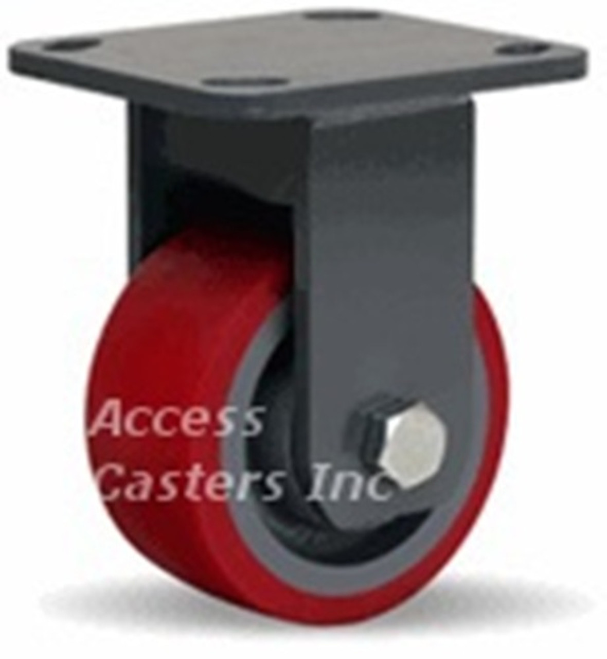 4" x 2" Rigid Plate Caster, Poly on Cast Iron Wheel