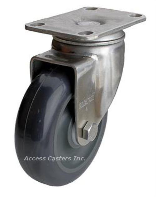 04XA05051S Albion 5" Stainless Steel Swivel Plate Caster, Poly on Poly Wheel