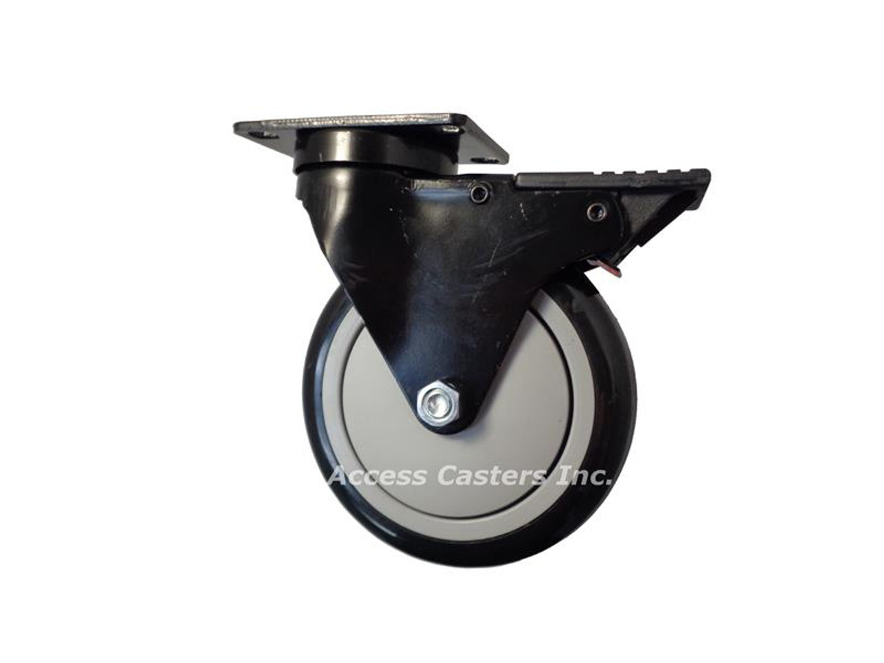 5" Total lock caster with black finish