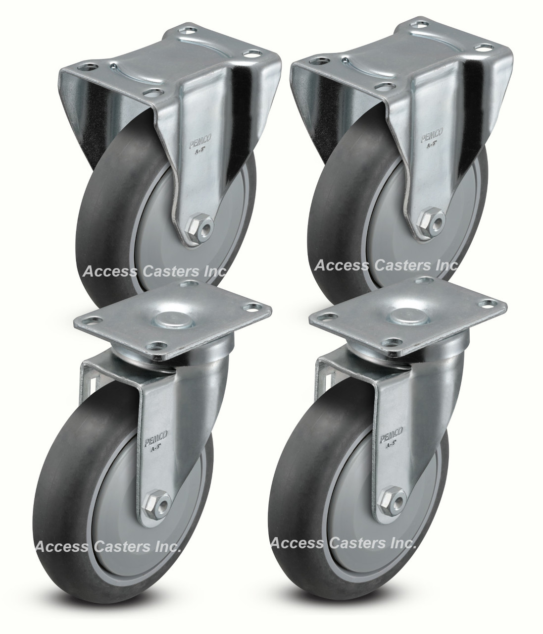 5P20N-SET 5 Inch Caster Set with TPR Wheels