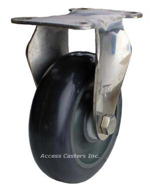 04XA05051R Albion 5" Stainless Steel Rigid Plate Caster, Poly on Poly Wheel