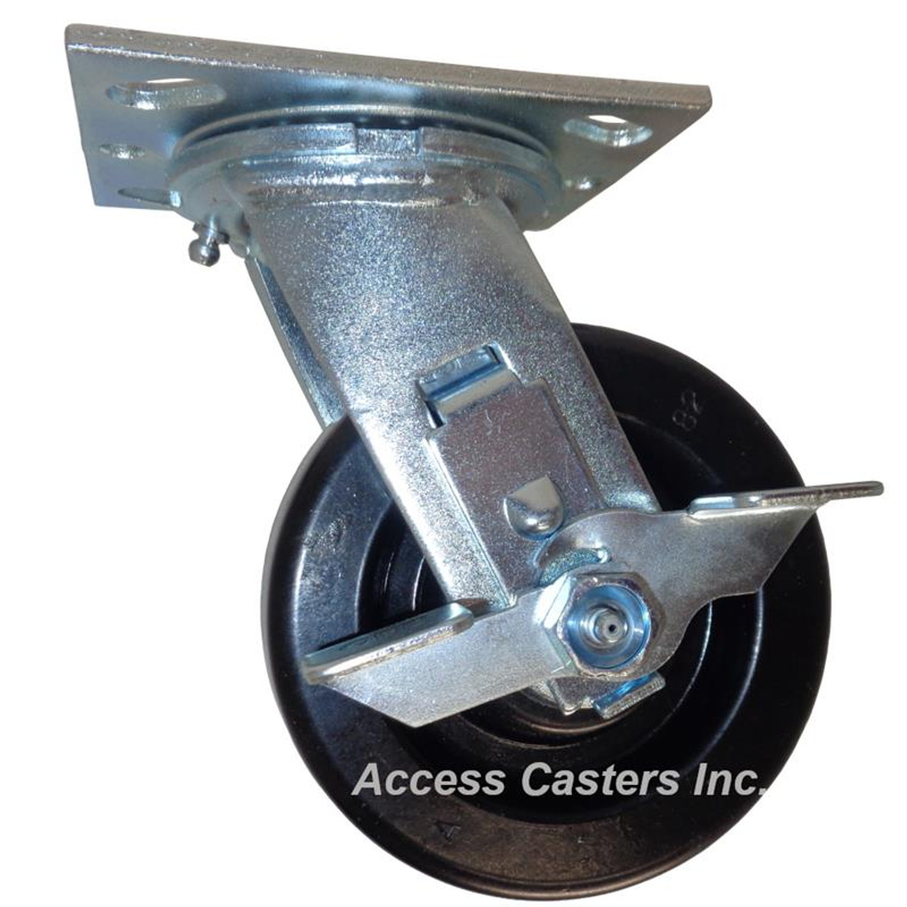 5" x 2" Swivel Plate Caster with Brake, Phenolic Wheel