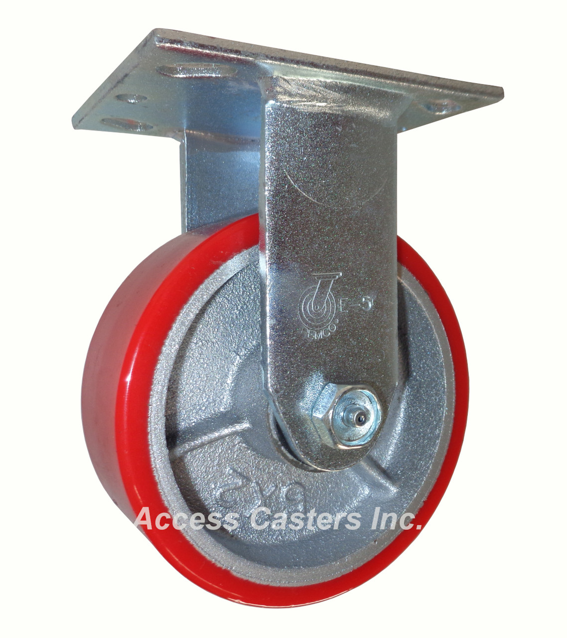 5" x 2" Rigid caster with polyurethane on cast iron wheel