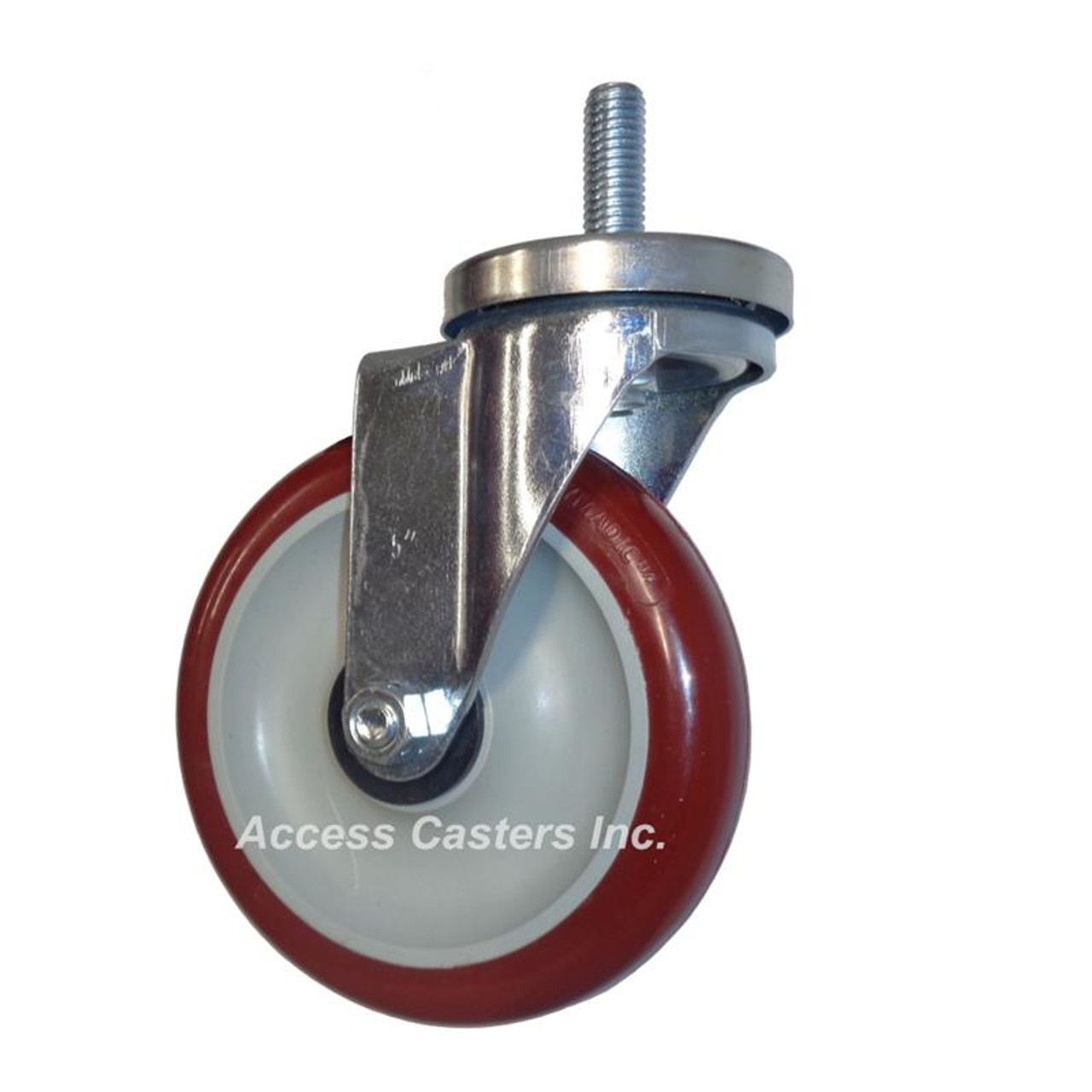 5" swivel caster with 1/2" threaded stem