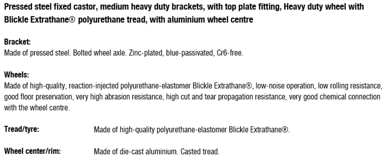 BKS-ALTH 100K-14 Wheel and Bracket Information