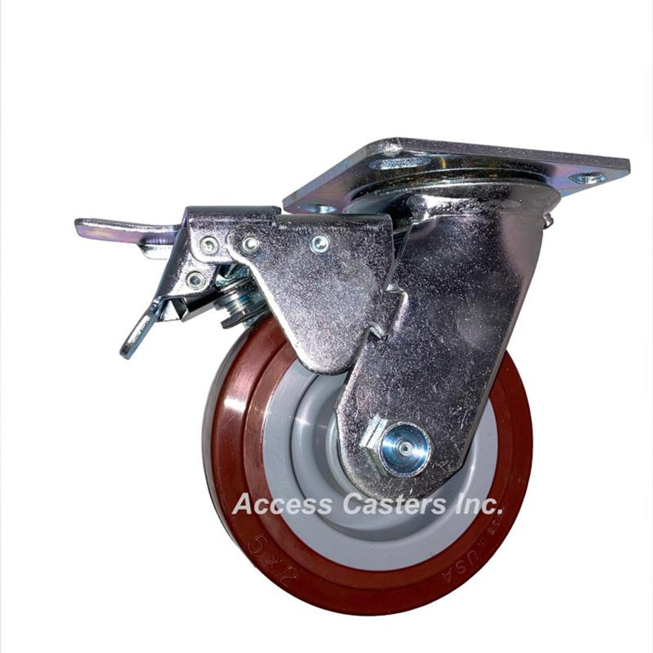 5" Medium duty total lock caster with polyurethane tread wheel