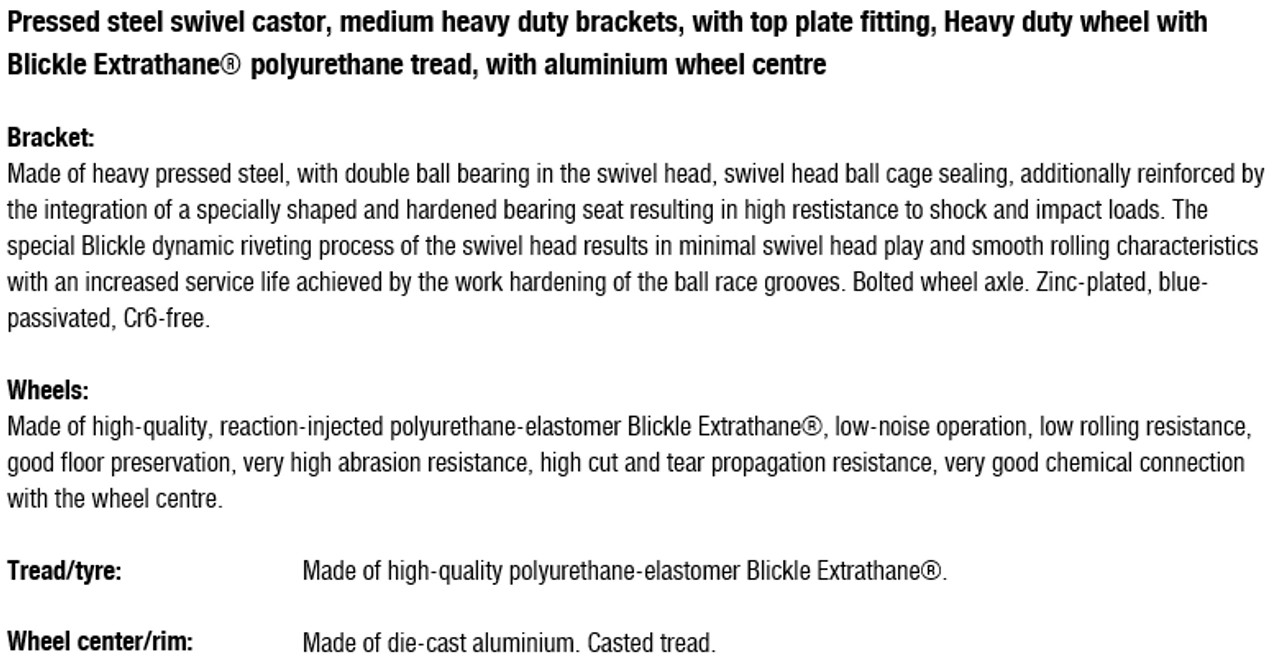 LEH-ALTH 200K-14 Blickle 8" Swivel Caster ALTH Wheel Plate  Ball Bearing