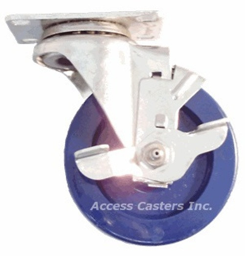 5DLSSSSB 5"Stainless Steel Swivel Caster with Brake, Solid Polyurethane Wheel