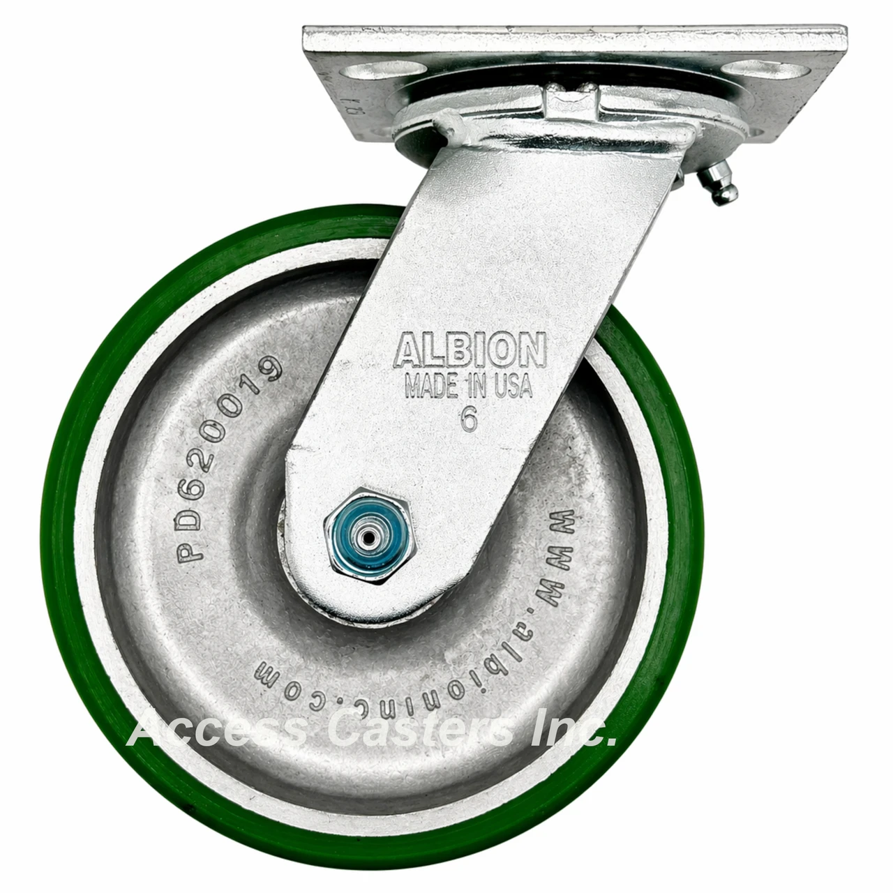 16PD06201S 6" x 2" Albion Swivel Caster, Polyurethane on Aluminum Wheel