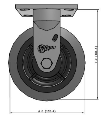 16XS06201R 6" x 2" Albion 16 Series Rigid Plate Caster, TPR Wheel