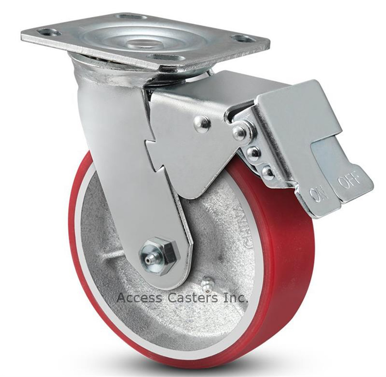 6 inch Swivel Poly on Cast Caster Wheel Total lock