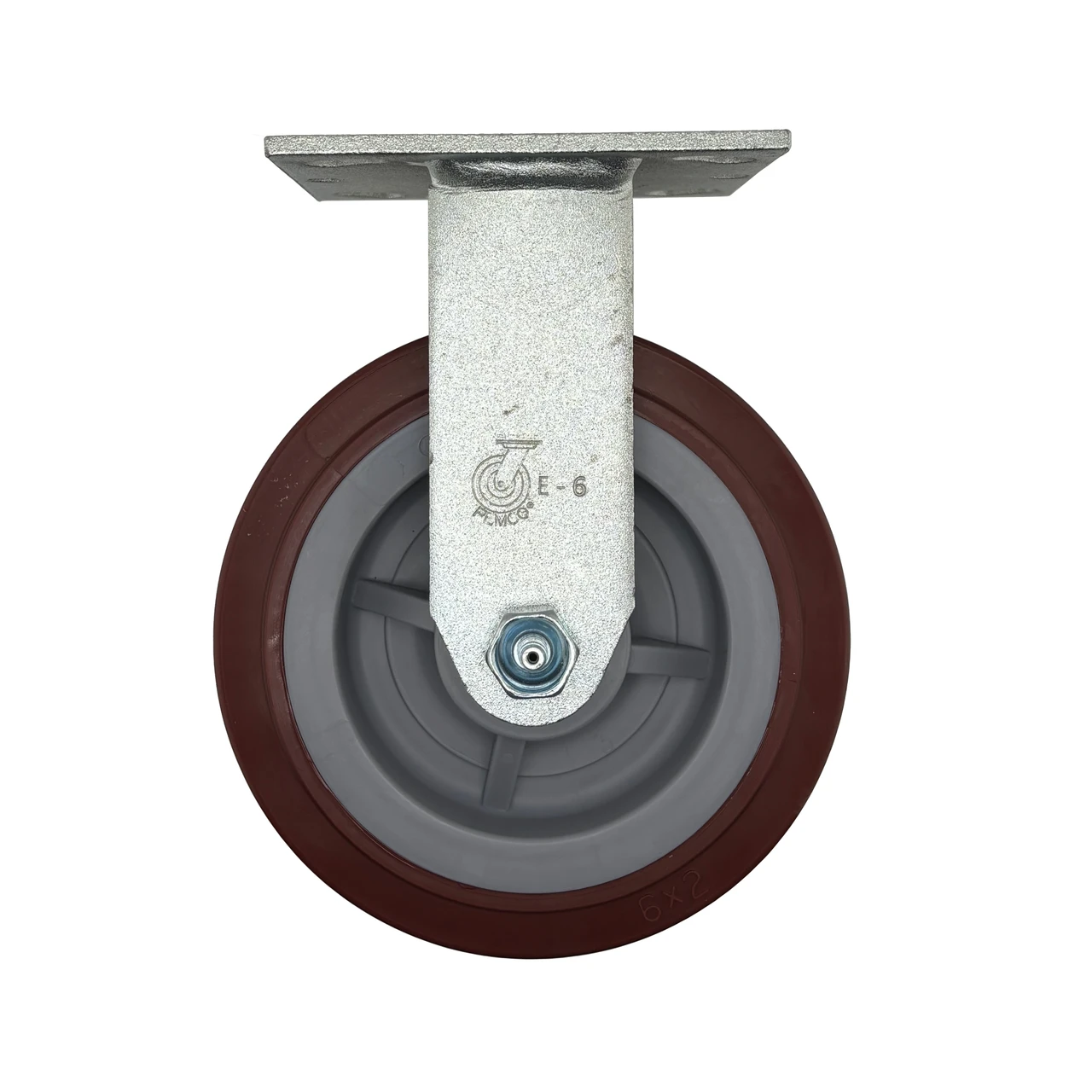 6CEMR 6" rigid caster with maroon polyurethane wheel