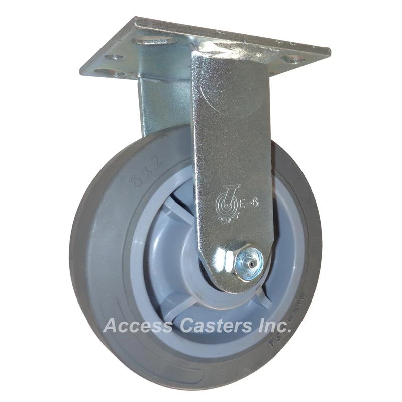 6" rigid caster with gray non-marking TPR tread wheel