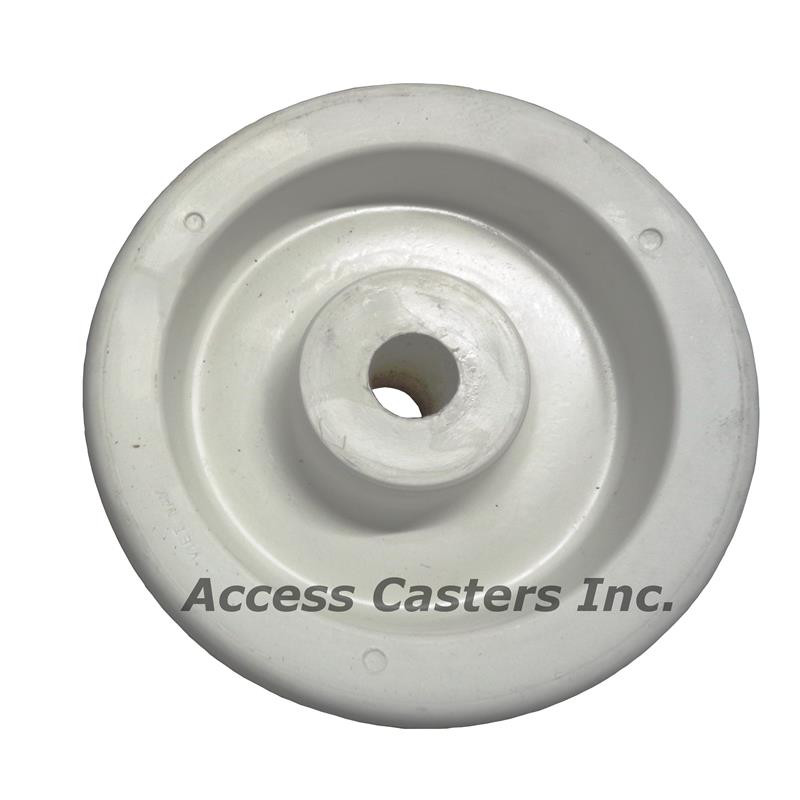 6" x 2" White polyolefin wheel, 3/4" plain bore