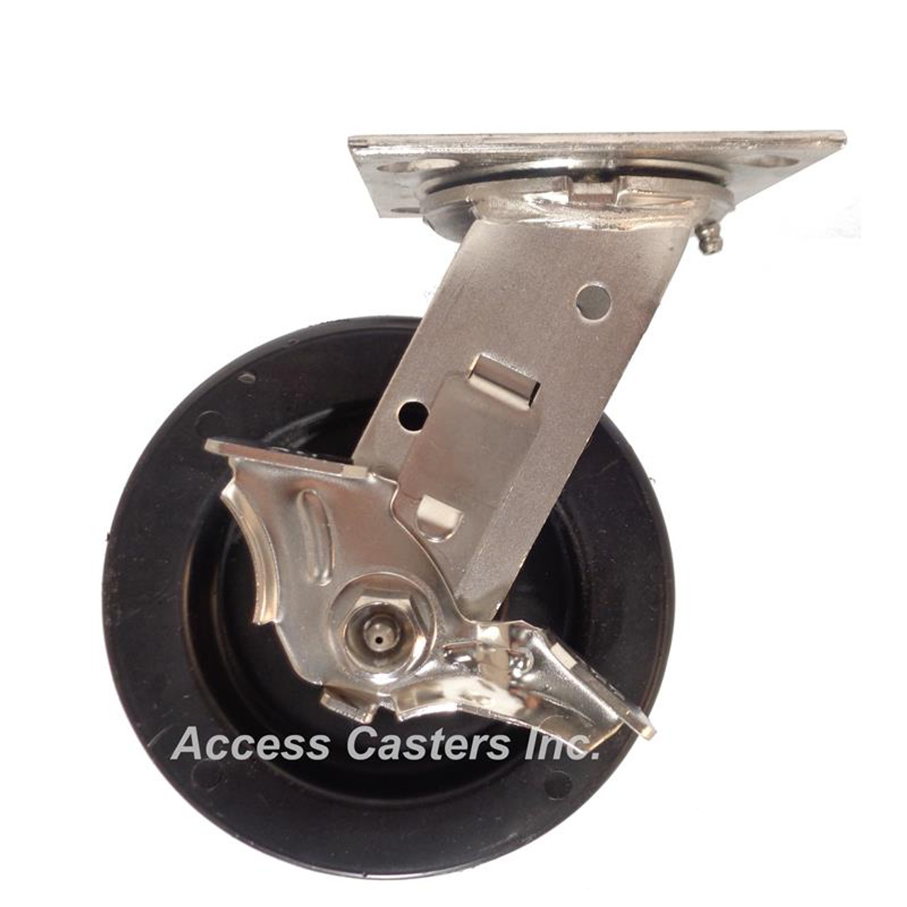 6PSSDSB 6" stainless steel swivel caster with brake, heavy duty polyolefin wheel