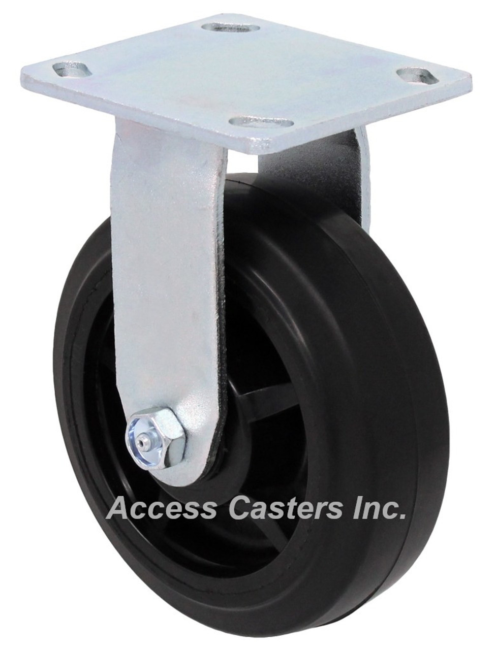 6DNRR 6 inch rigid caster with black rubber on nylon wheel