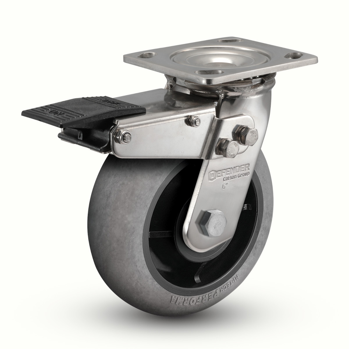 D4.06109.559 COND SS BRK4 WB29 6" Stainless Steel Total Lock Caster with Conductive Rubber Tread Wheel