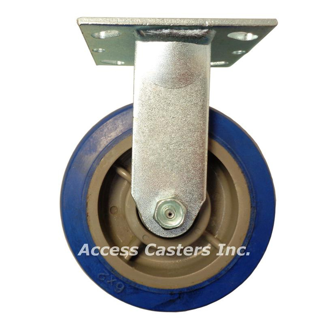 6DBLR 6 inch rigid caster with blue elastomer tread wheel