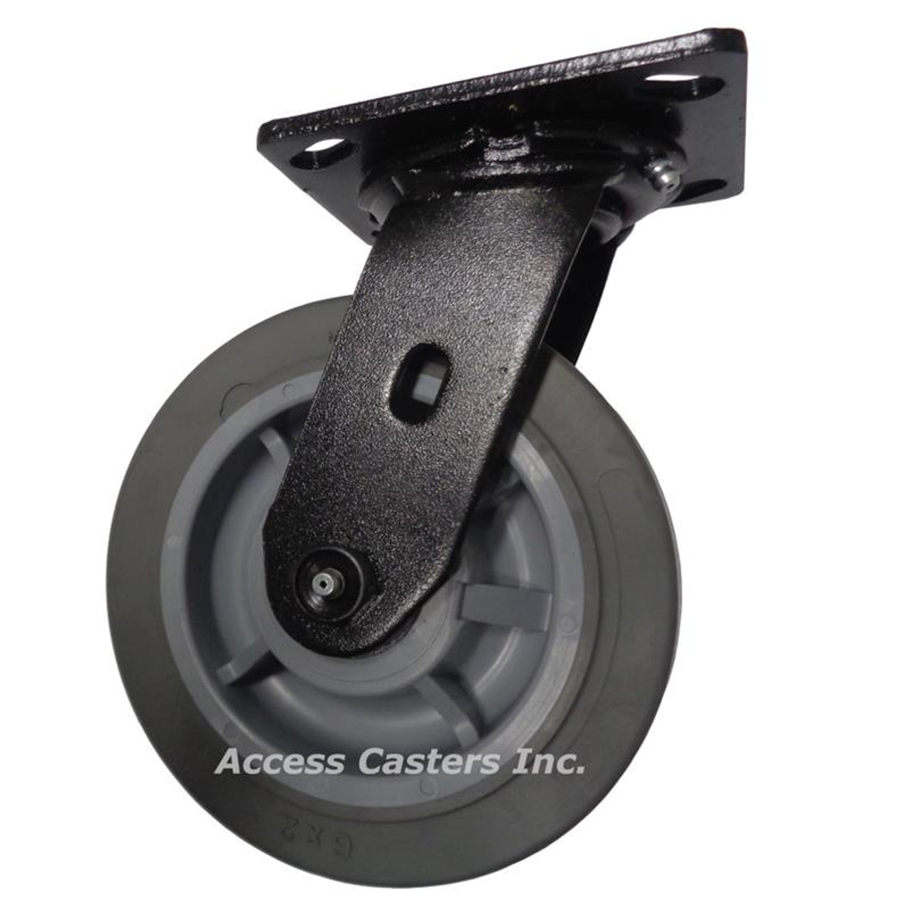 Black finish swivel caster with gray TPR wheel