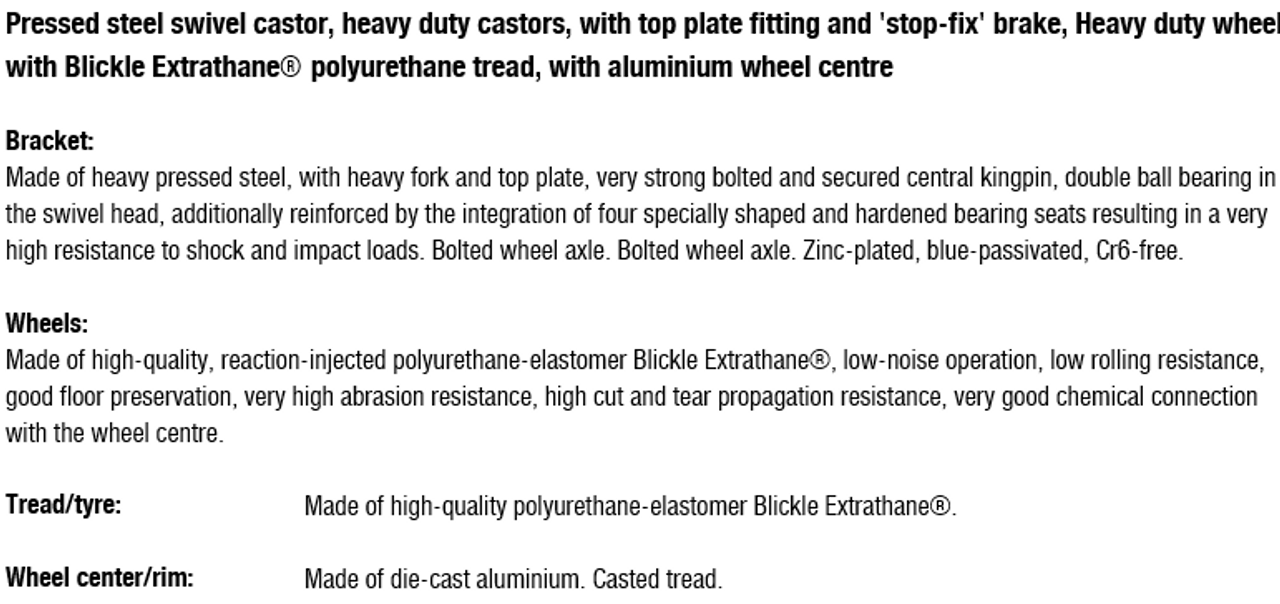 LH-ALTH 101K-14-FI  -Blickle 4" Heavy Duty Swivel Caster on Extrathane® Wheel